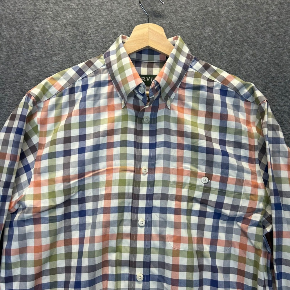 Orvis Mens Medium Multi Color Tattersall Check Cotton Button Down Shirt RN70534